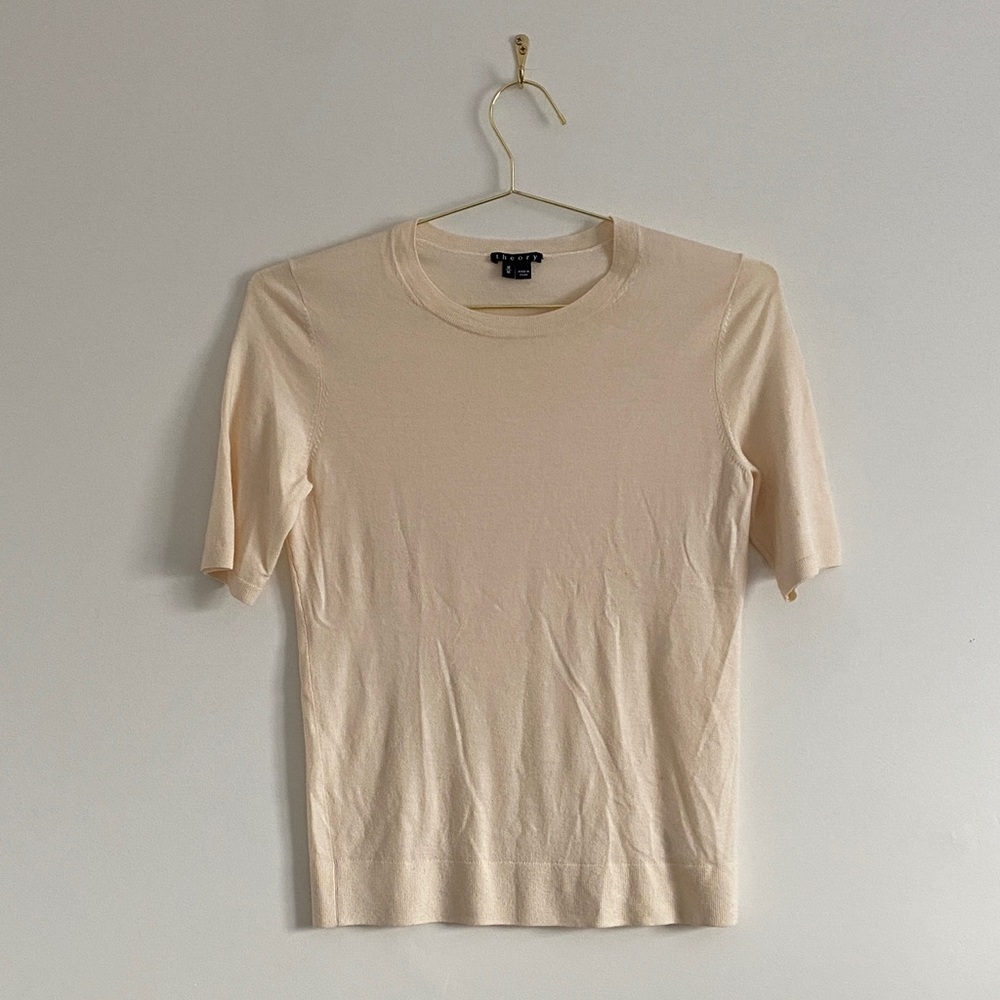 Theory Merino Buttercream Fine-Knit Tee - Picture 2 of 8